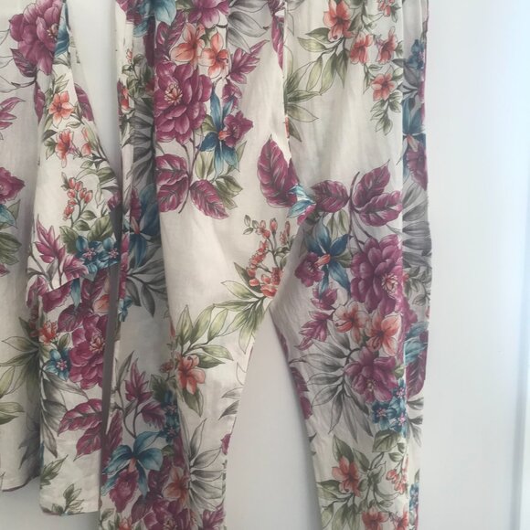 Bryn Walker lounge set women's L floral Linen Italian fabric US lagenlook gift - Picture 3 of 14